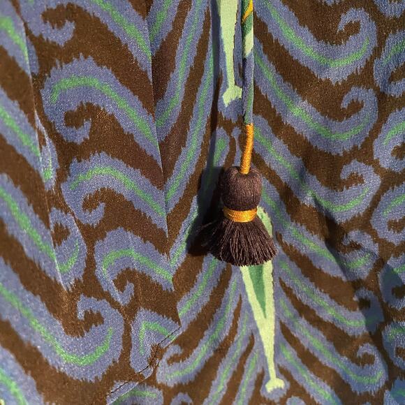 NWT Disney x Figue Women's size Large Ameena Aladdin Beaded Blue Silk Top - Picture 7 of 12